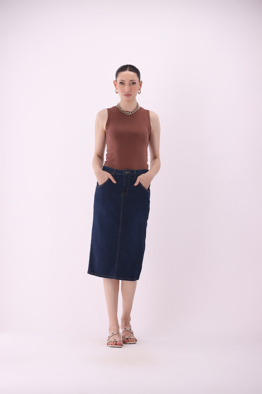 Sariyo's Women's Denim Skirt | Dark Wash