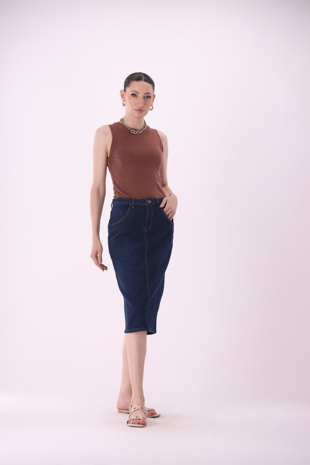 Sariyo's Women's Denim Skirt | Dark Wash