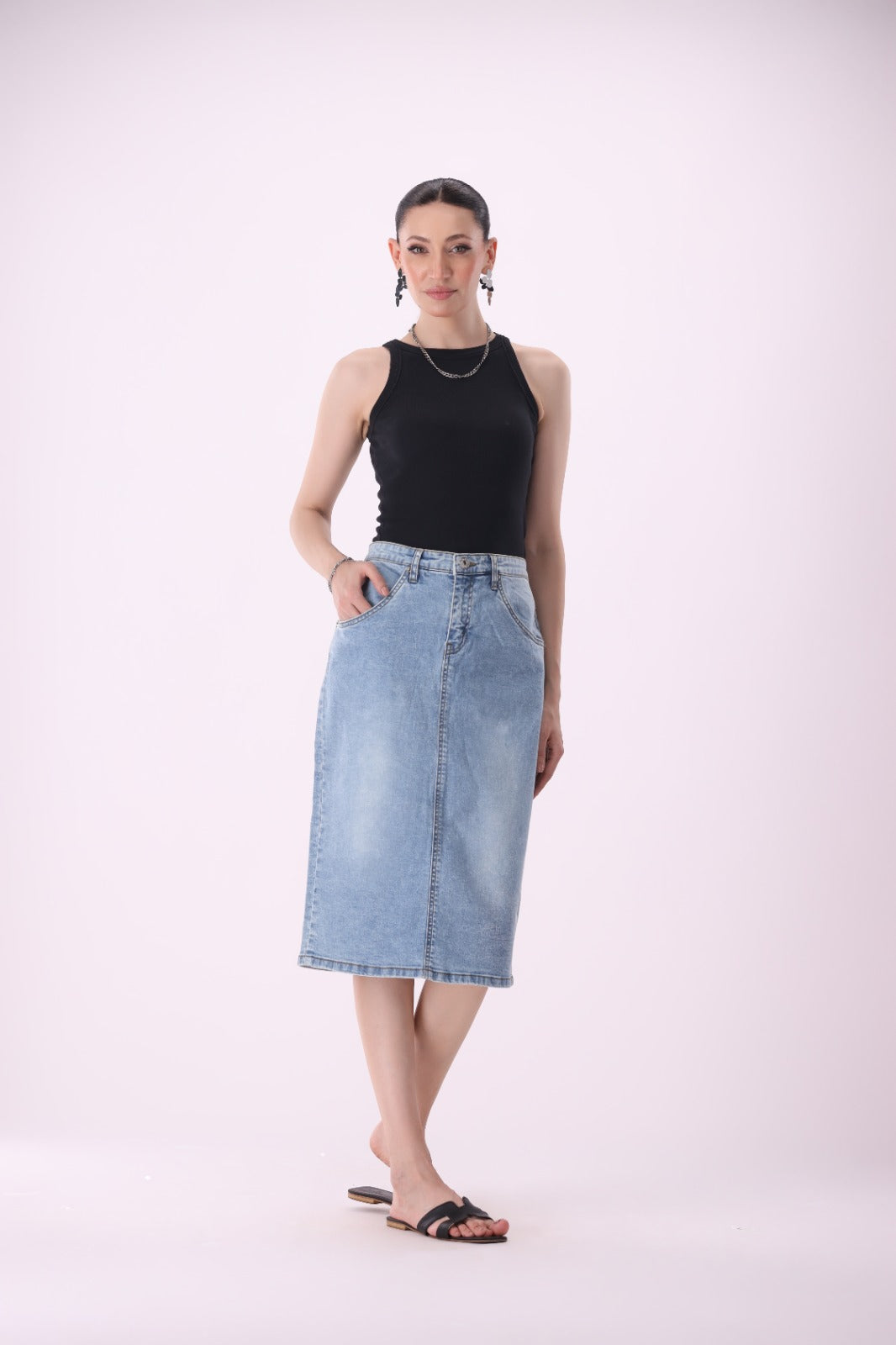 Sariyo's Women's Denim Skirt | Light Wash