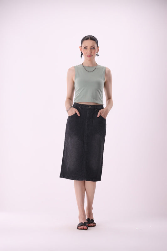 Sariyo's Women's Denim Skirt  | Black Wash