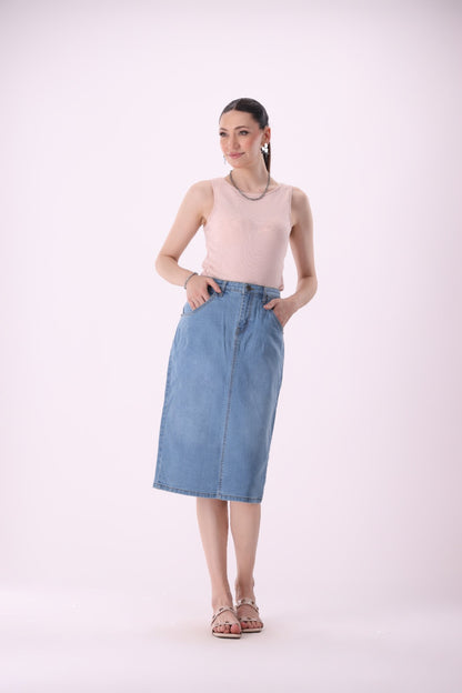 Sariyo's Women's Denim Skirt | Medium Wash